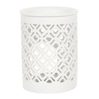 White Matte Lattice Cut Oil Burner | Inspired Creative Gifts | UK Supplier