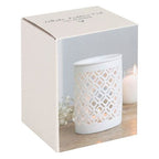 White Matte Lattice Cut Oil Burner | Inspired Creative Gifts | UK Supplier
