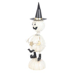 White Metal Pumpkin Man Ornament with Witch Hat | Inspired Creative Gifts | UK Supplier