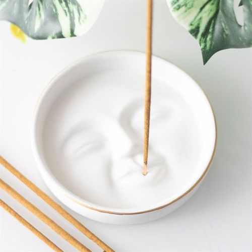 White Moon Face Incense Stick Holder | Inspired Creative Gifts | UK Supplier