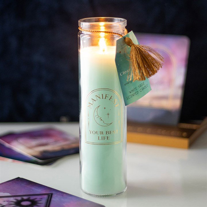 White Sage Tube Candle with Clear Quartz Crystals | Inspired Creative Gifts | UK Supplier
