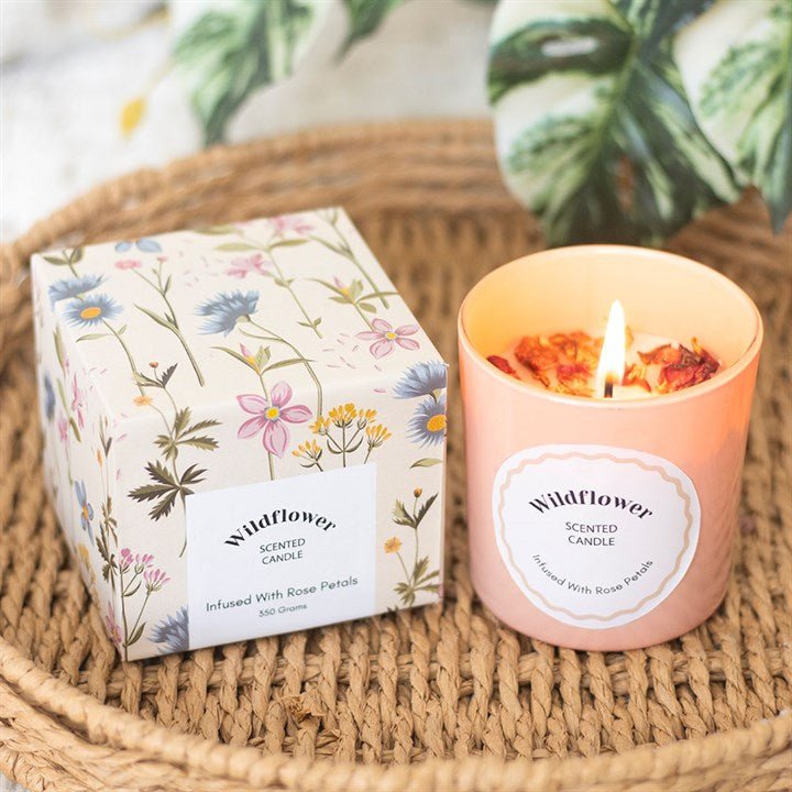 Wildflower Candle with Rose Petals | Inspired Creative Gifts | UK Supplier