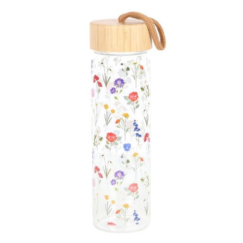 Wildflower Glass And Bamboo Water Bottle | Inspired Creative Gifts | UK Supplier