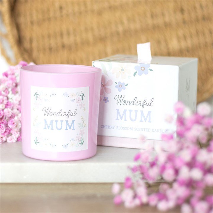 Wonderful Mum Cherry Blossom Candle | Inspired Creative Gifts | UK Supplier
