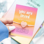 You Are Loved Rose Quartz Crystal Heart Bracelet | Inspired Creative Gifts | UK Supplier