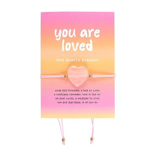 You Are Loved Rose Quartz Crystal Heart Bracelet | Inspired Creative Gifts | UK Supplier