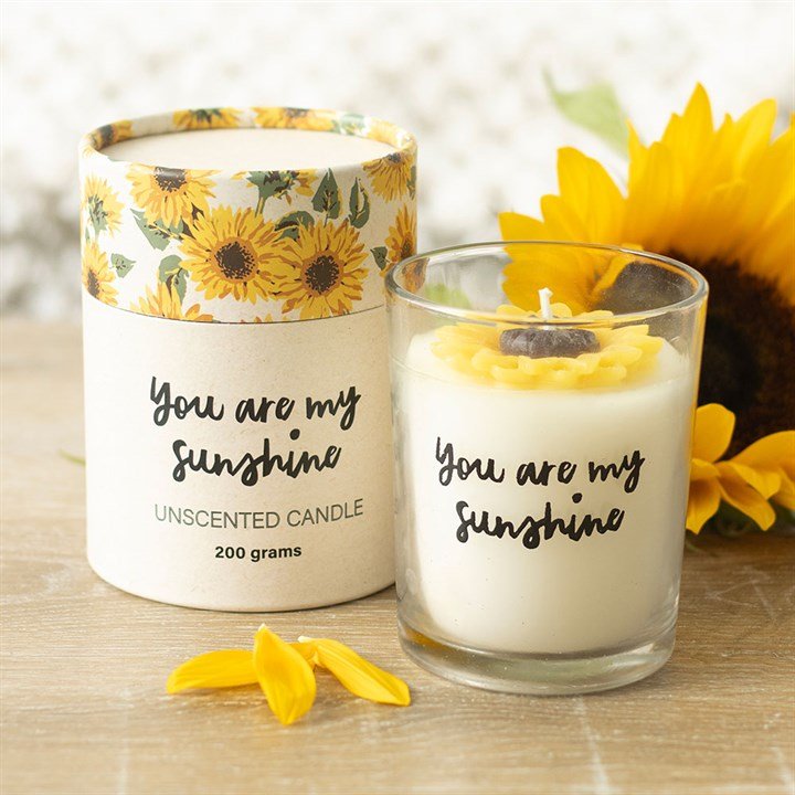 You Are My Sunshine Candle with 3D Sunflower | Inspired Creative Gifts | UK Supplier